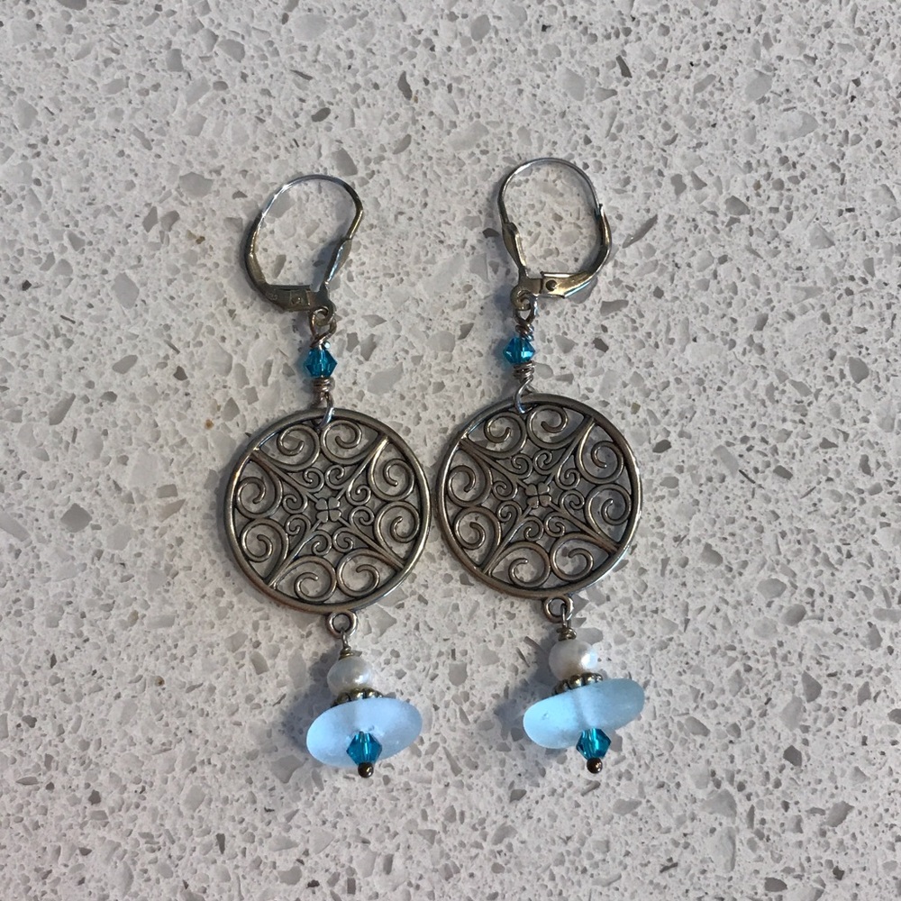 Sterling Silver and Seaglass Earrings